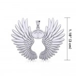 Guardian Angel Wings Silver Pendant with Aries Zodiac Sign