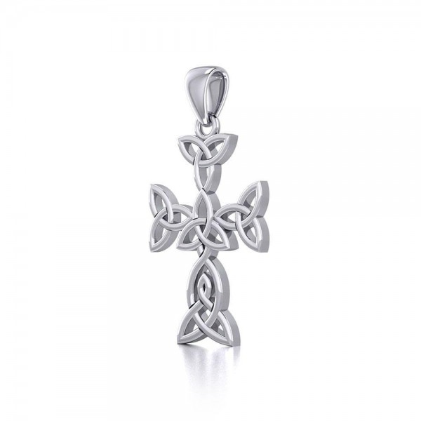 Celtic Triquetra or Trinity Knot Cross Silver Pendant