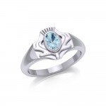 Thistle Silver Ring with Gemstone