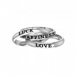 Love Luck Happiness Sterling Silver Ring