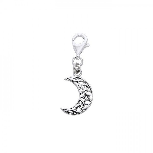 Celtic Knot Crescent Moon The Star Silver Clip Charm