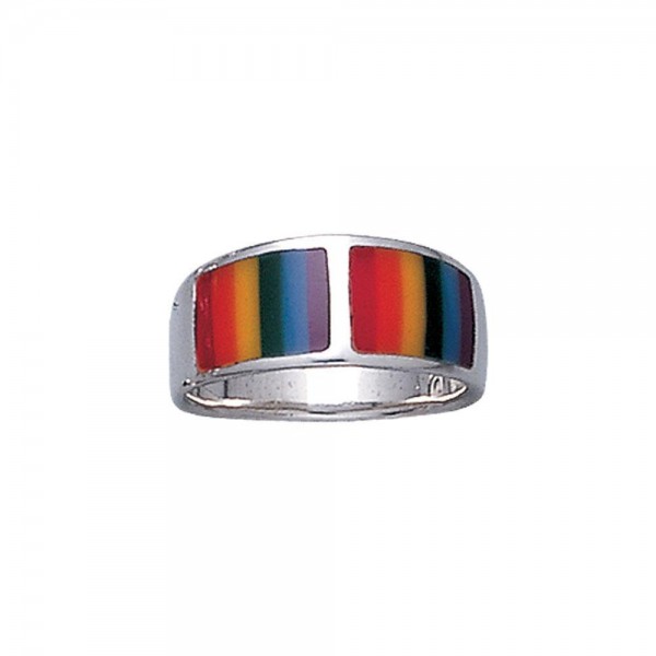 Rainbow Band Silver Ring