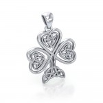 Feel blessed with the Irish luck ~ Celtic Knotwork Shamrock Sterling Silver Pendant by Courtney Davis