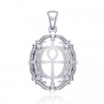 Ankh Sterling Silver Pendant with Natural Clear Quartz