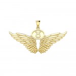 Guardian Angel Wings Solid Gold Pendant with Taurus Zodiac Sign