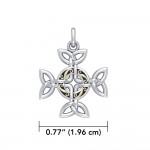 Celtic Knotwork Cross Silver and Gold Pendant