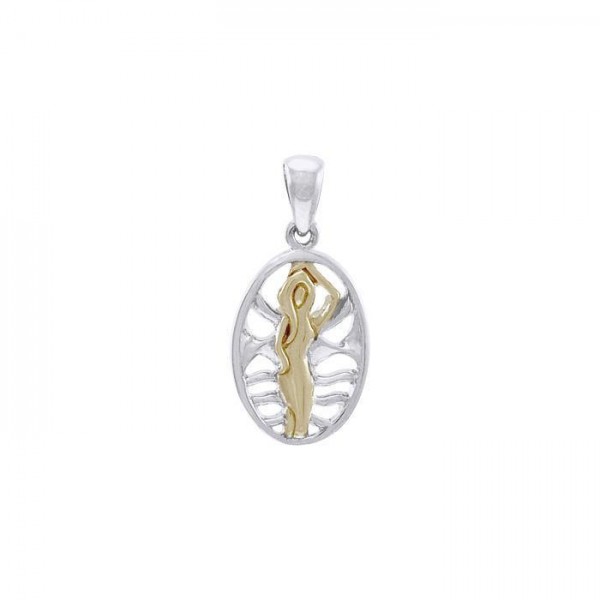 Dancing Goddess Gold Accent Silver Pendant