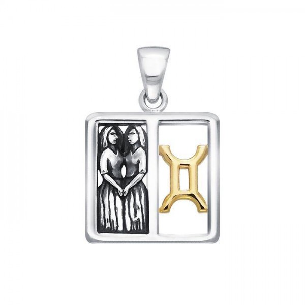 Gemini Zodiac Symbol Silver Pendant