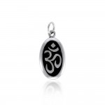 Oval Om Silver Charm