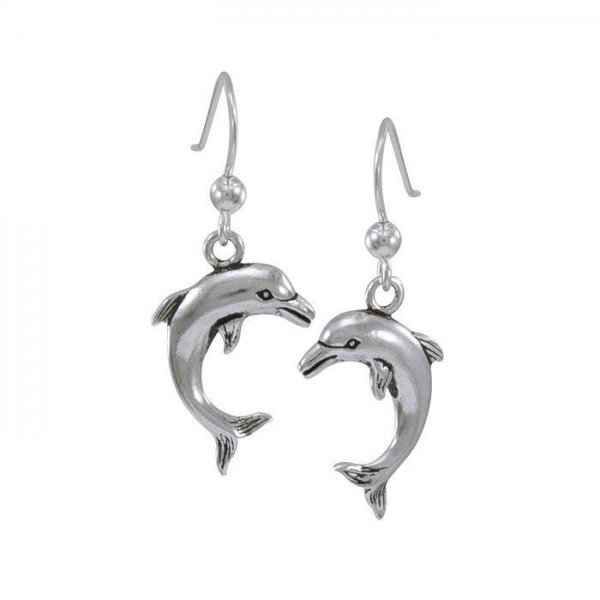 Jumping Dolphin Silver Earrings