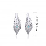 Peacock Tail Silver Post Earrings with Gemstone