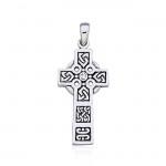 Celtic Knotwork Cross Silver Pendant