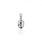Number Two on Coffee Bean Silver Pendant