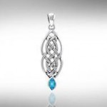 A bold and lasting promise ~ Celtic Knotwork Sterling Silver Pendant with Gemstone
