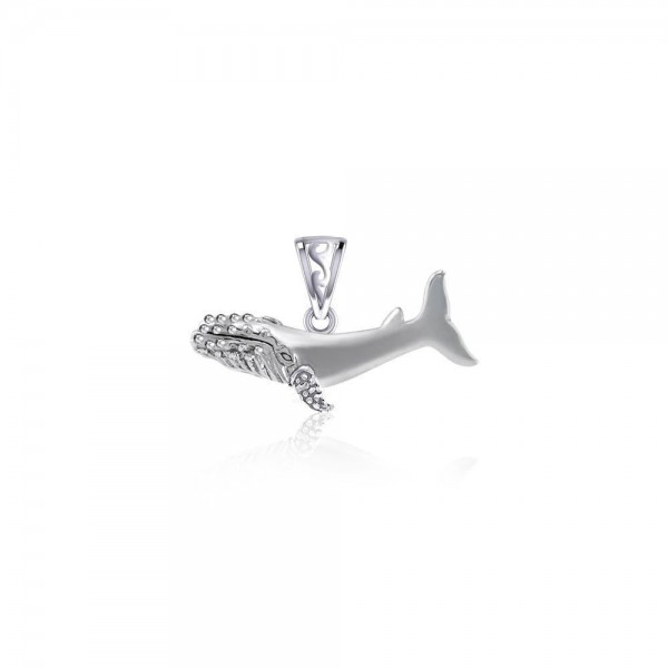 Charmant pendentif en argent de baleine à bosse