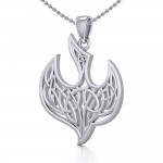 Celtic Knotwork Bird Silver Pendant