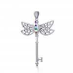 Chakra Dragonfly Spiritual Enchantment Key Silver Pendant