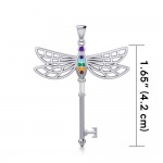 Chakra Dragonfly Spiritual Enchantment Key Silver Pendant