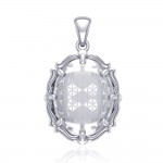 Flower of Life Sterling Silver Pendant with Natural Clear Quartz