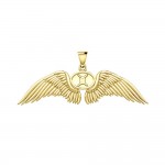 Pendentif en or massif Guardian Angel Wings avec signe du zodiaque Gémeaux