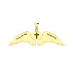 Guardian Angel Wings Solid Gold Pendant with Gemini Zodiac Sign