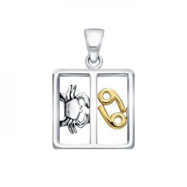 Cancer Zodiac Symbol Silver Pendant