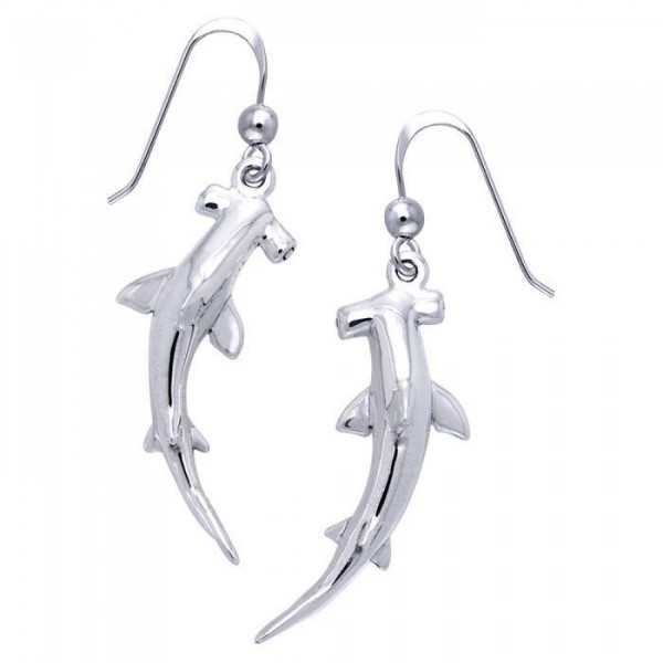 Swim freely with the hammerhead sharks ~ Sterling Silver Jewelry Hook Earrings