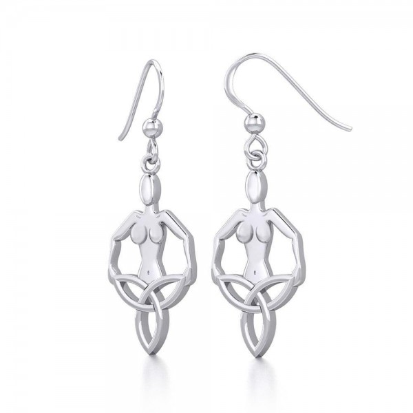 Celtic Trinity Knot Goddess Silver Earrings