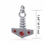 Thors Hammer with Gems Silver Pendant