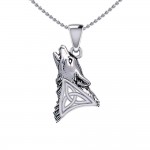 Celtic Howling Wolf Silver Pendant