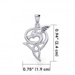 Flying Dragon with Celtic Trinity Knot Silver Pendant