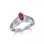 Silver Filigree Millennium Ring with Large Marquise Gemstone