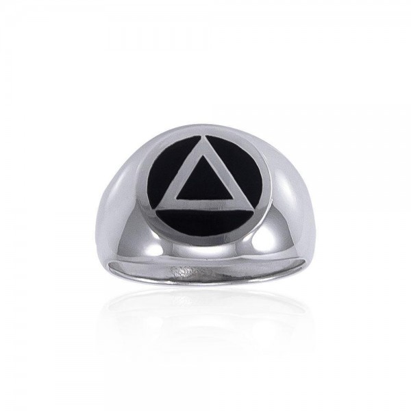 Sterling Silver Dome Triangle Symbol Band Ring