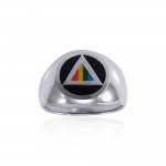 Sterling Silver Dome Triangle Symbol Band Ring
