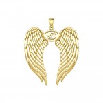 Pendentif en or massif Guardian Angel Wings avec signe du zodiaque du cancer
