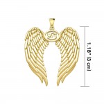 Guardian Angel Wings Solid Gold Pendant with Cancer Zodiac Sign