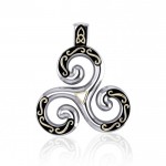 Believe in the spiral of life ~ Sterling Silver Celtic Triquetra Pendant Jewelry with 18k Gold accent