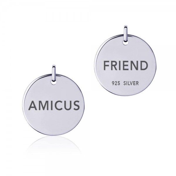Power Word Friend or Amicus Silver Disc Charm