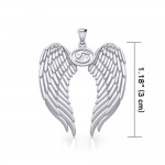 Guardian Angel Wings Silver Pendant with Cancer Zodiac Sign