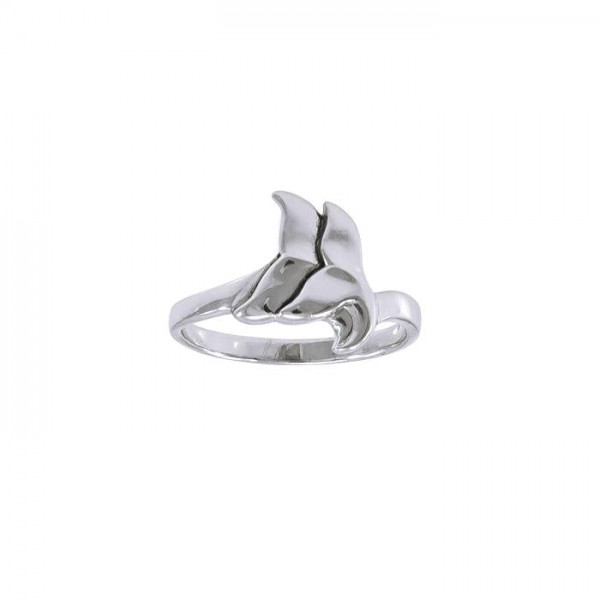 Double Whale Silver Wrap Ring