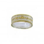 Evoke love, warmth, and passion ~ Celtic Knotwork Claddagh Sterling Silver Ring with 14k Gold accent