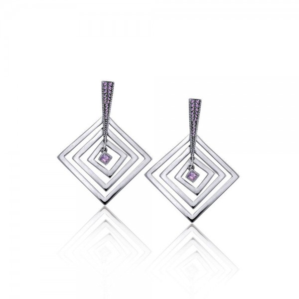 Beauty in Harmony ~ Sterling Silver Elegant Earrings Jewelry TER1018-White Cubic Zirconium