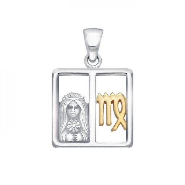 Virgo Zodiac Symbol Silver Pendant