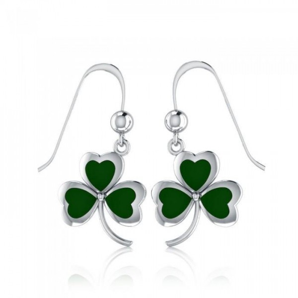 A young sprig of luck and happiness ~ Sterling Silver Jewelry Celtic Shamrock Hook Earrings