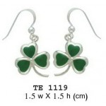 A young sprig of luck and happiness ~ Sterling Silver Jewelry Celtic Shamrock Hook Earrings