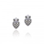 Claddagh Silver Post Earrings with Marcasite