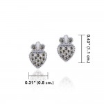 Claddagh Silver Post Earrings with Marcasite