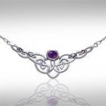 Behold the beauty of the Celtic tradition ~ Celtic Knotwork Sterling Silver Necklace with Gemstone