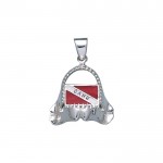Shark Jaw with Dive Flag and Oahu Island Silver Pendant