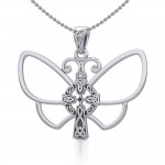 Sterling Silver Butterfly with Celtic Cross Pendant